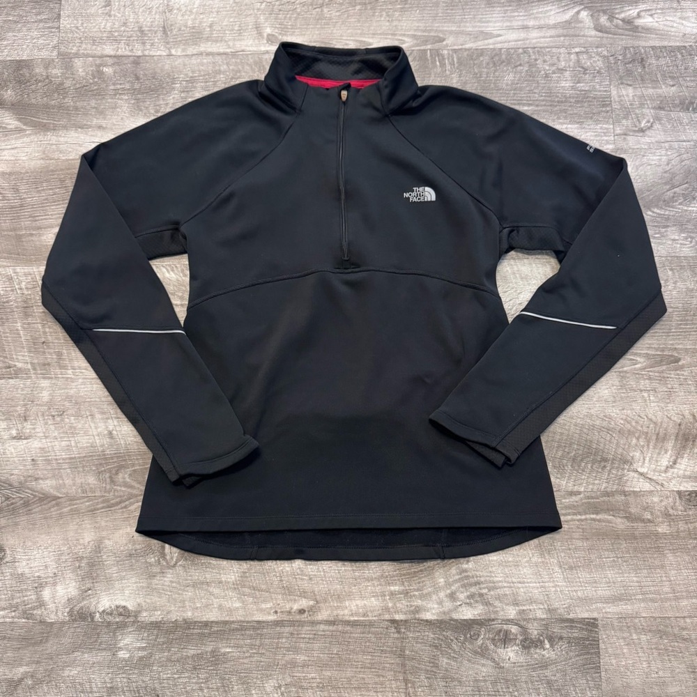 North Face Flight Series 1/2 Zip Rear Pocket Black Pullover Jacket Womens Sz. L